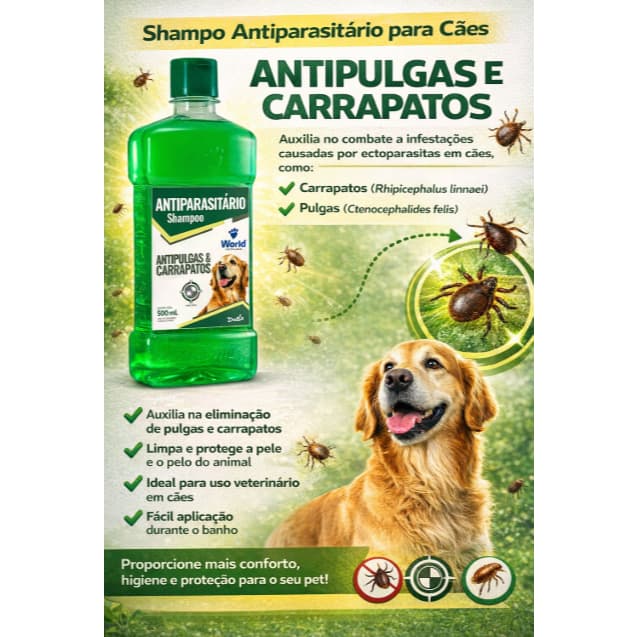 Shampoo Antipulgas e Carrapatos Dugs 500ml - Efeito Rápido e Seguro