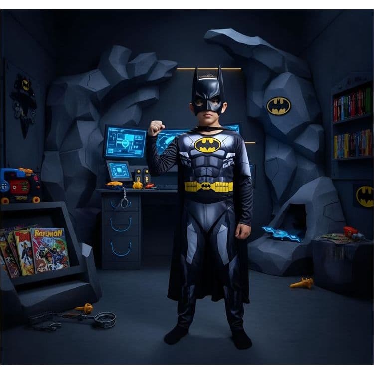 Fantasia Infantil Bathomem Morcego Longa Com Enchimento Batm
