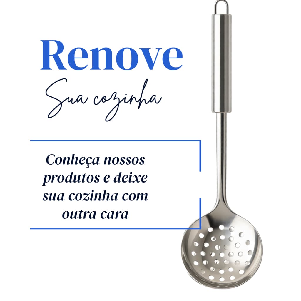 Escumadeira Espumadeira Colher Vazada Colher Perfurada Resistente Durável Aço Inox Grande