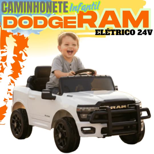 CARRO ELÉTRICO INFANTIL CAMINHONETE DODGE RAM 24V C/ CONTROLE REMOTO.