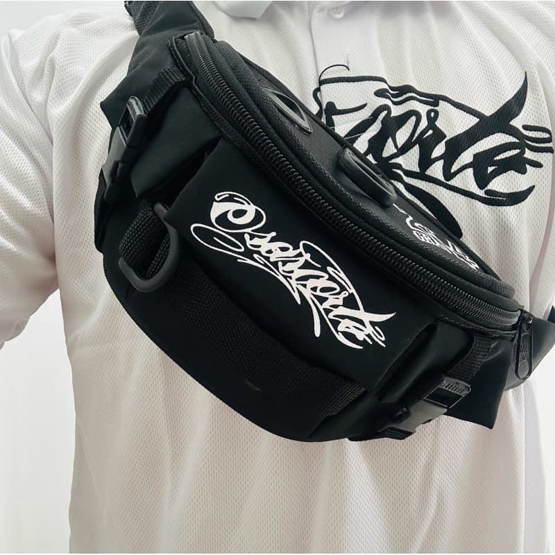Pochete Transversal Osascorte Shouder Bag Grau e Corte Masculina Cintura Motoqueiro Motoboy Unissex