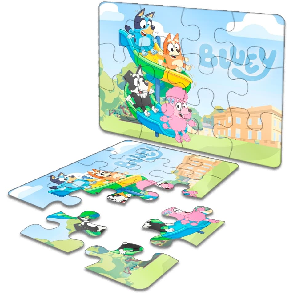 Kit's Lembrancinhas QUEBRA CABEÇA 12 PEÇAS  Festa Infantil - Tema Bluey e Bingo