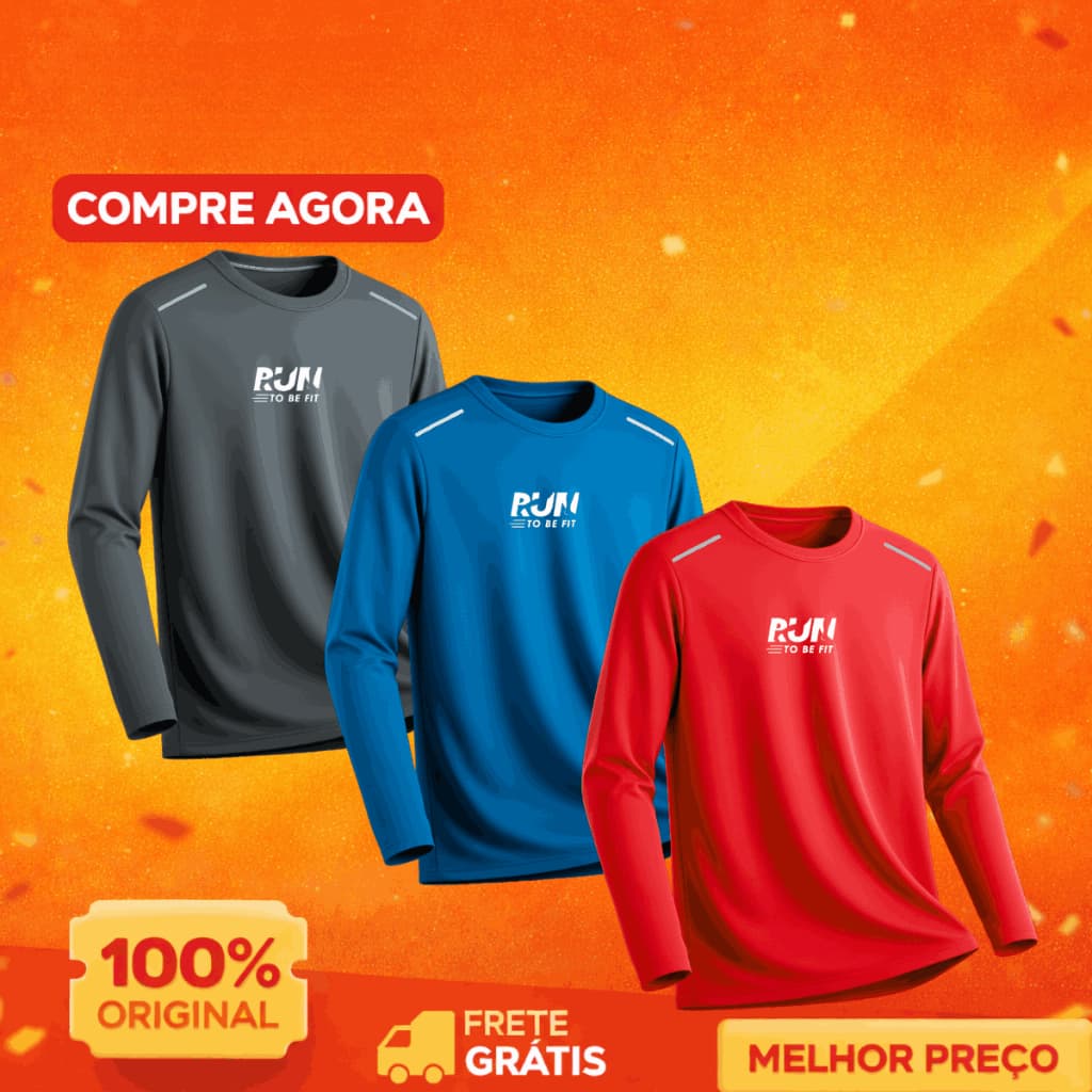 Kit 3 Camiseta Dry Fit Masculina Manga Longa Esporte Corrida Refletivo