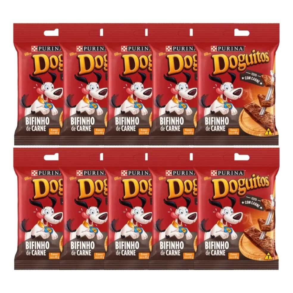 Kit 10 Doguitos Bifinho de Carne 65g Petisco p/ Cães Purina