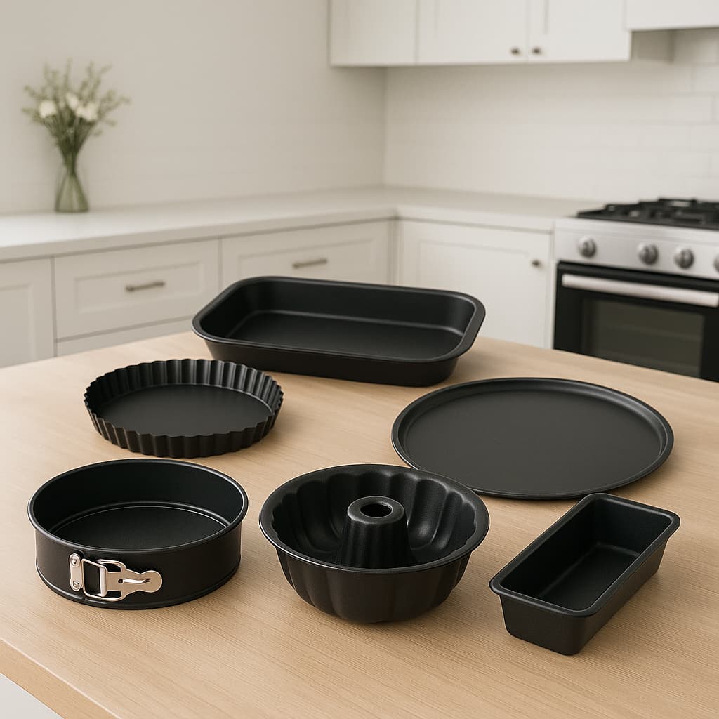 Kit 6 Formas Multiuso Antiaderente – Aço Carbono Reforçado para Pães, Bolos e Tortas