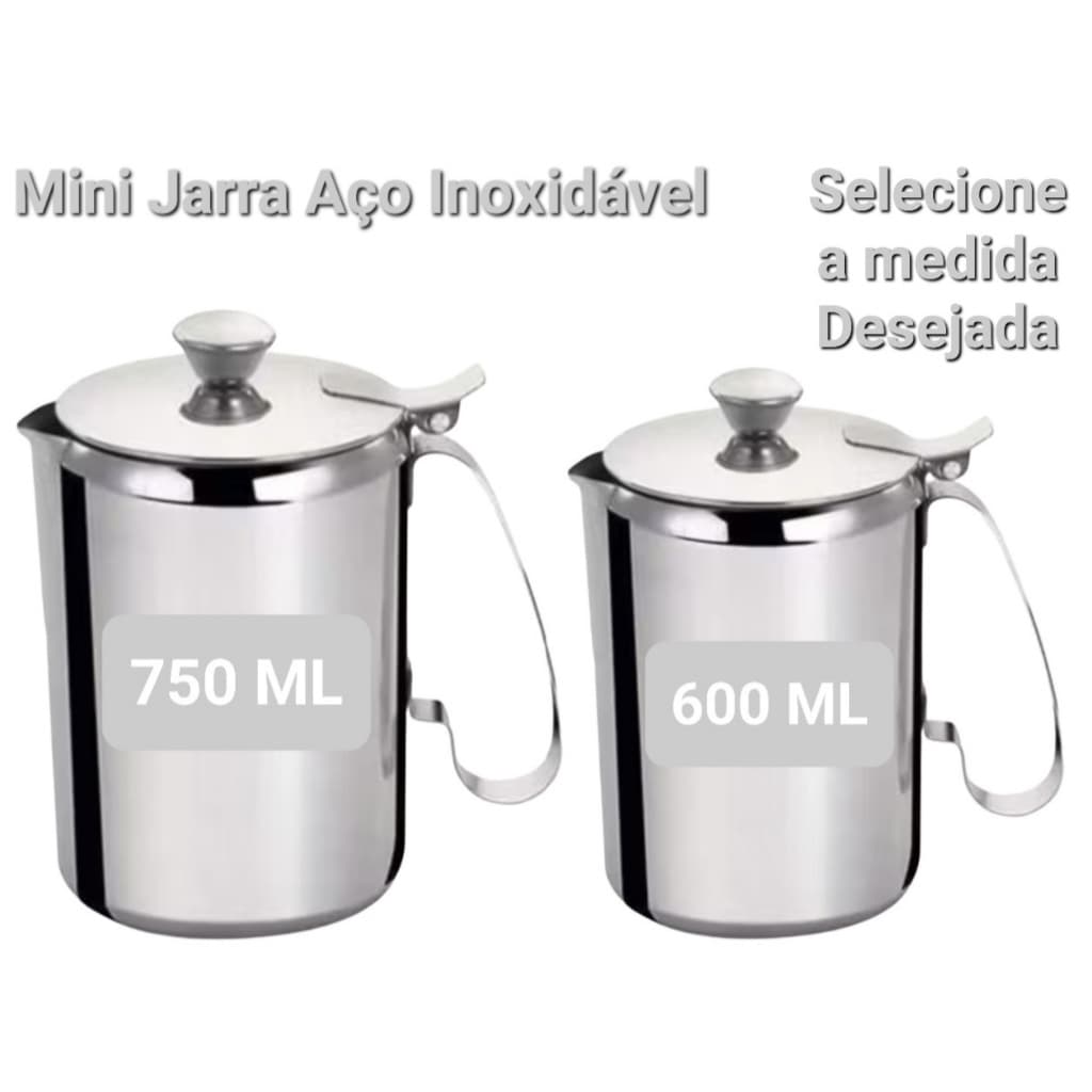 Jarra Aço Inox com Tampa Jarrinha Pequena Leiteira Chaleira