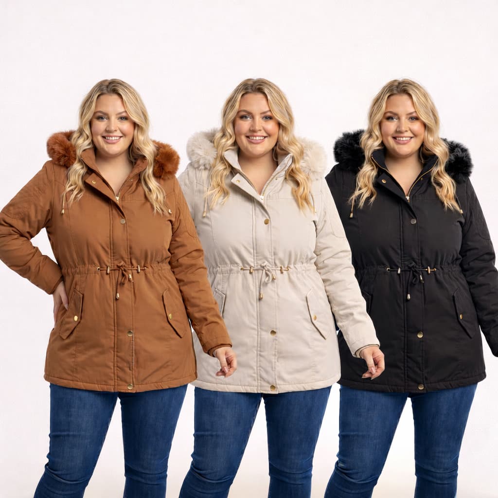 Jaqueta Feminino De Inverno Parka Térmica Com Capuz Apeluciada Plus Size
