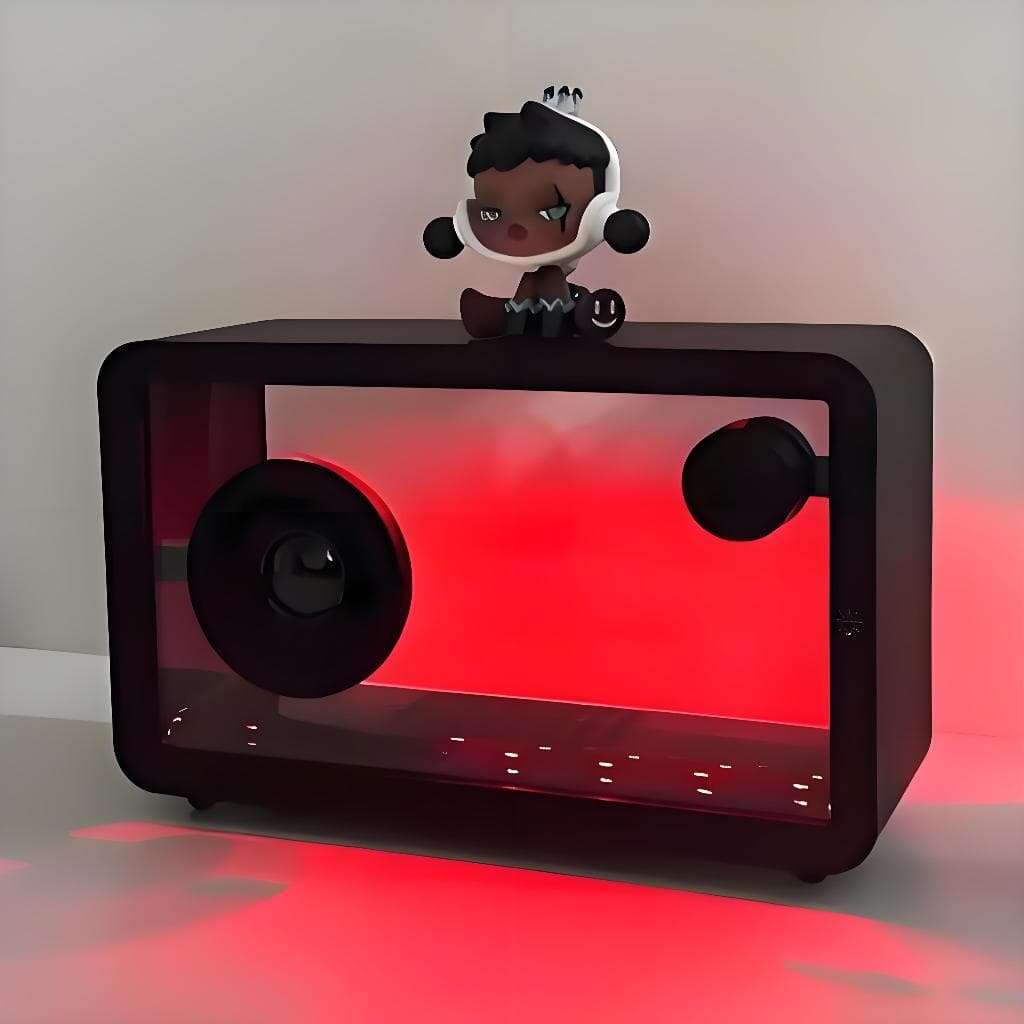 Caixa de Som Bluetooth transparente Caixinha Som Portatil Potente com LED 5 modos 7 RGB-C1