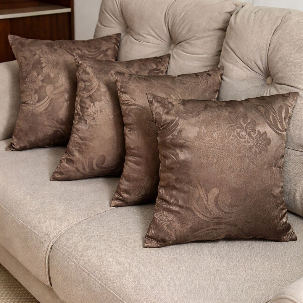 4 Almofadas de jaquard cheias com ziper 45x45 decorativa para sala e quarto envio   já