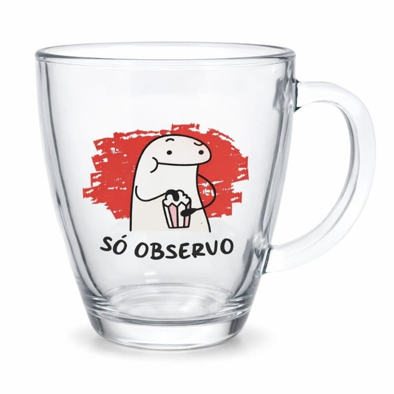 Caneca de Vidro Flork Só Observo 350ml Caneca Engraçada Café Chá Presente Criativa Alta Qualidade