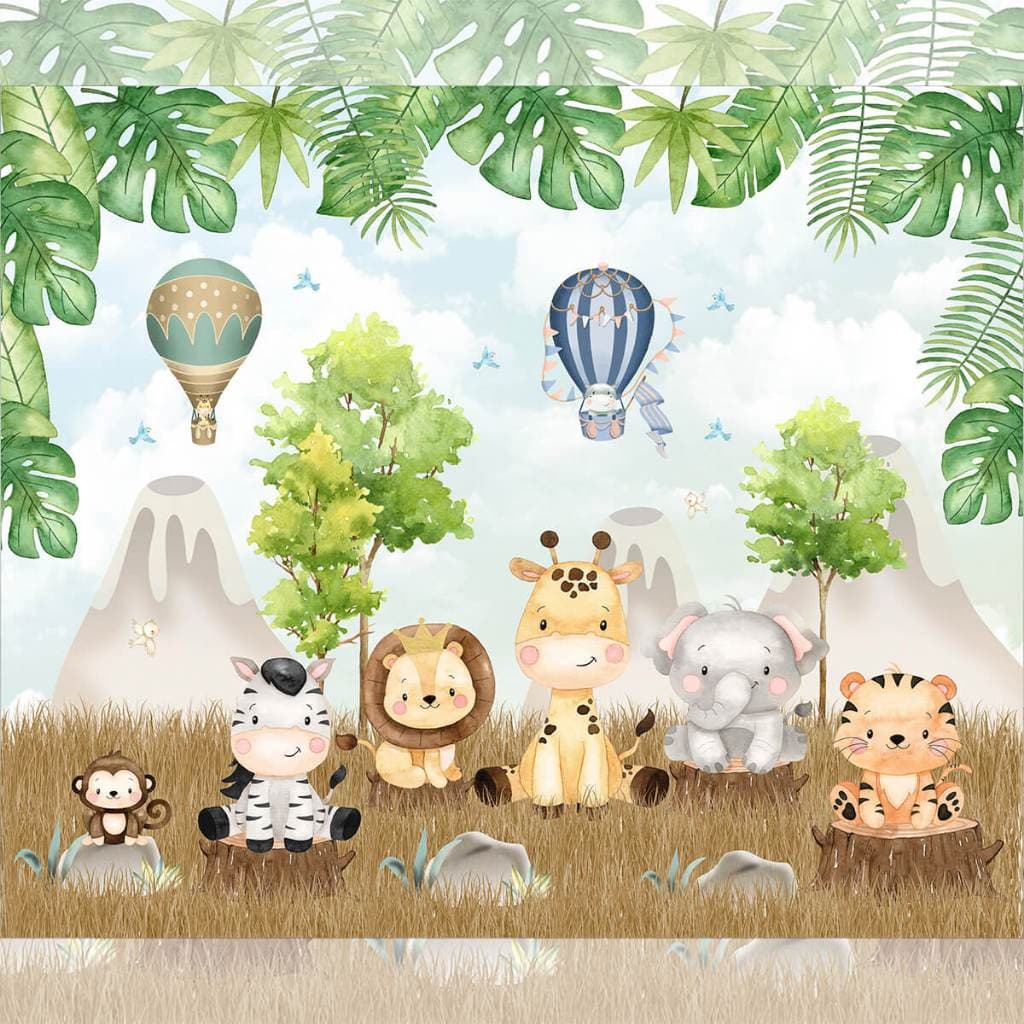 Papel De Parede Adesivo Personalizado Infantil - Coleção Safari