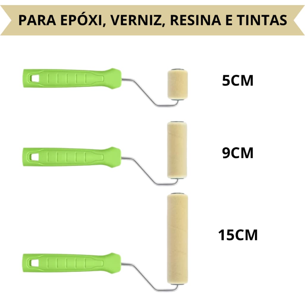 Rolo Pintura Lã Sintética Esmalte Verniz Epóxi Com ou Sem Suporte 3 Tamanhos Condor Finox 964