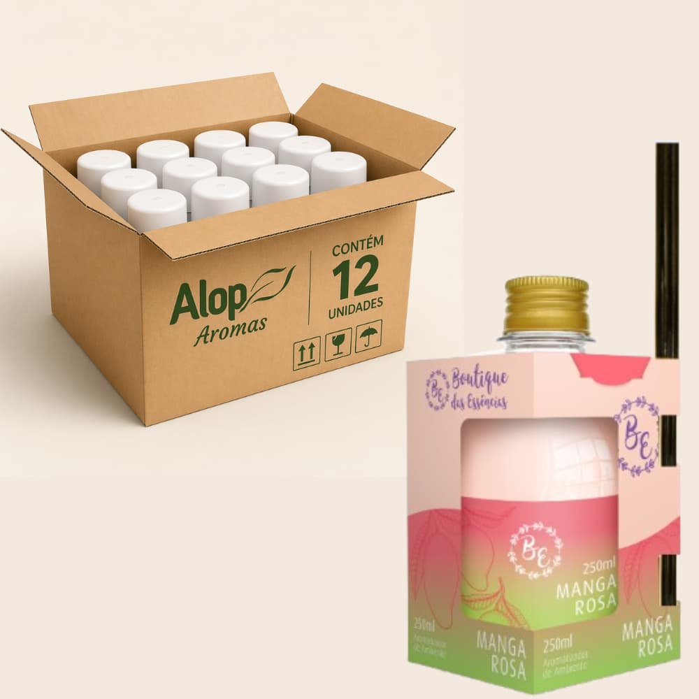 CAIXA com 12 Aromatizadores de ambiente com varetas - MANGA ROSA