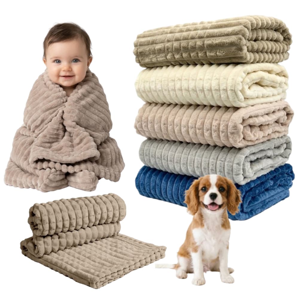 Manta Canelada p/ Bebê ou Pet Mantinha Cobertor Quentinha Inverno Frio Pelucia Soft