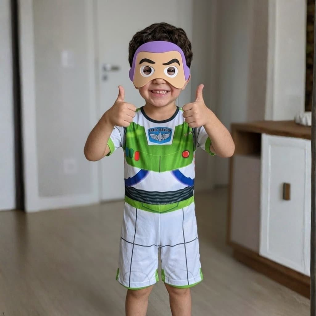Fantasia Infantil Buzz Sem Enchimento C/ Máscara Eva