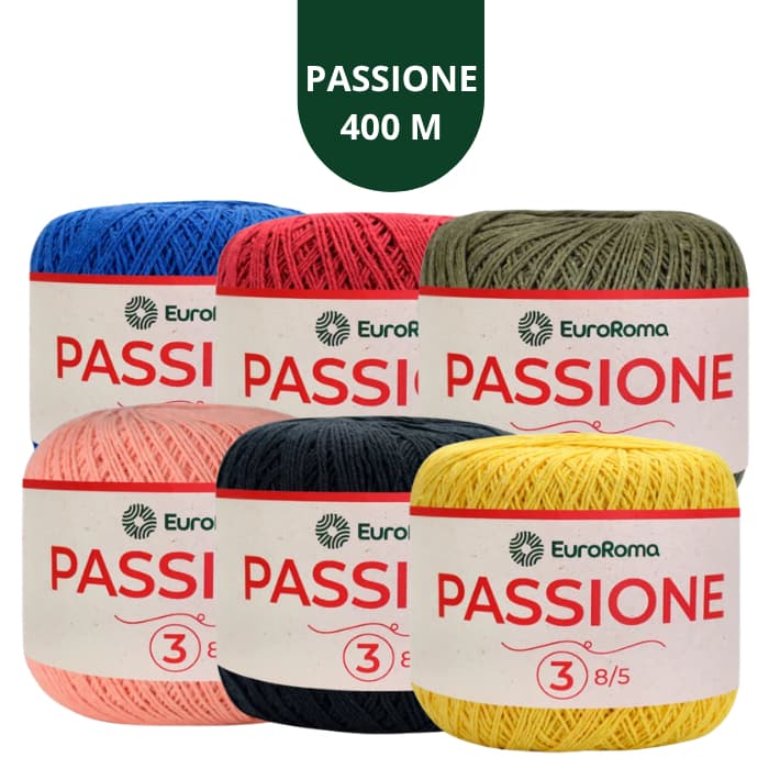 Barbante Passione 400m EuroRoma para Crochê / Tricô  Escolha Cores