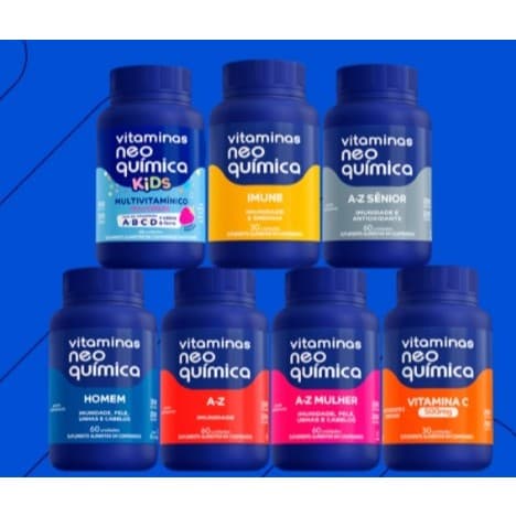 Vitaminas Neo Química Original A-Z, C, D3, Complexo B | Imunidade e Energia | 30 60 90 Cápsulas