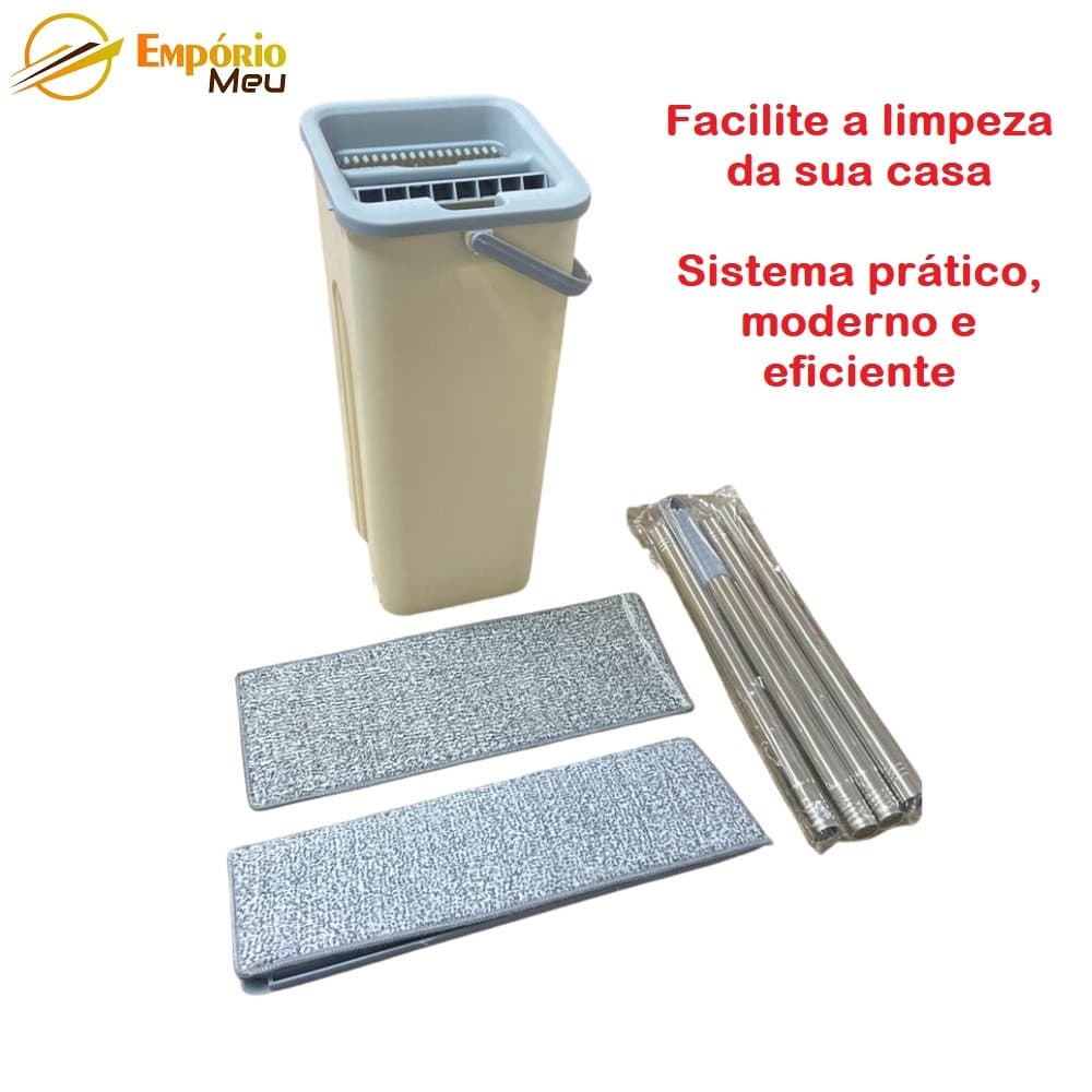 Esfregao Mop Giro 360 Balde Autoescorredor Microfibra 2 Refis Limpeza Facil Branco