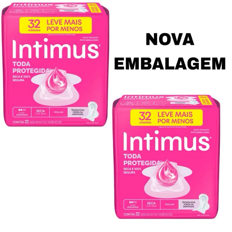 kit Absorvente c2 Intimus  Cobertura Seca  Com Abas 32 Unidades cada