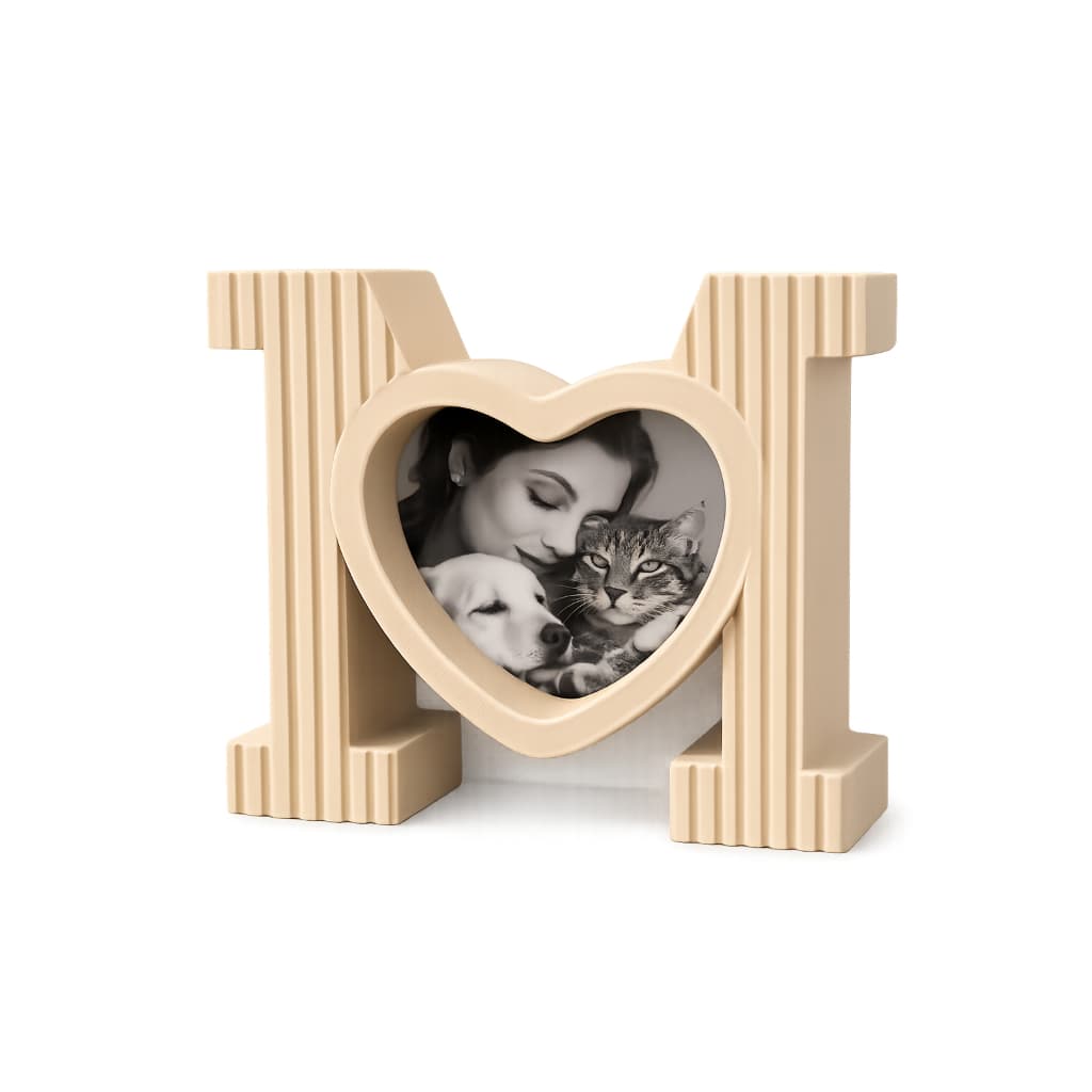 Porta Retrato Letra M com Coração Presente Decorativo para Mãe Presente Dia das Mães