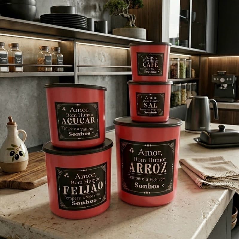 Kit Mantimento Para Cozinha 5 Peças.