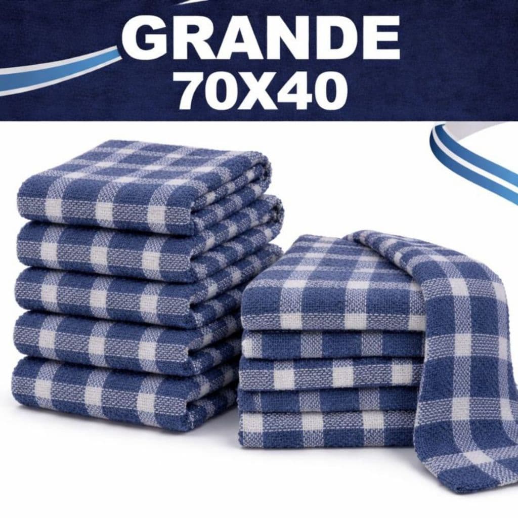 Kit de Pano de Chão Xadrez, Alvejado 100% Algodão Saco Duplo Extra Grande para Pano de limpeza 70x40