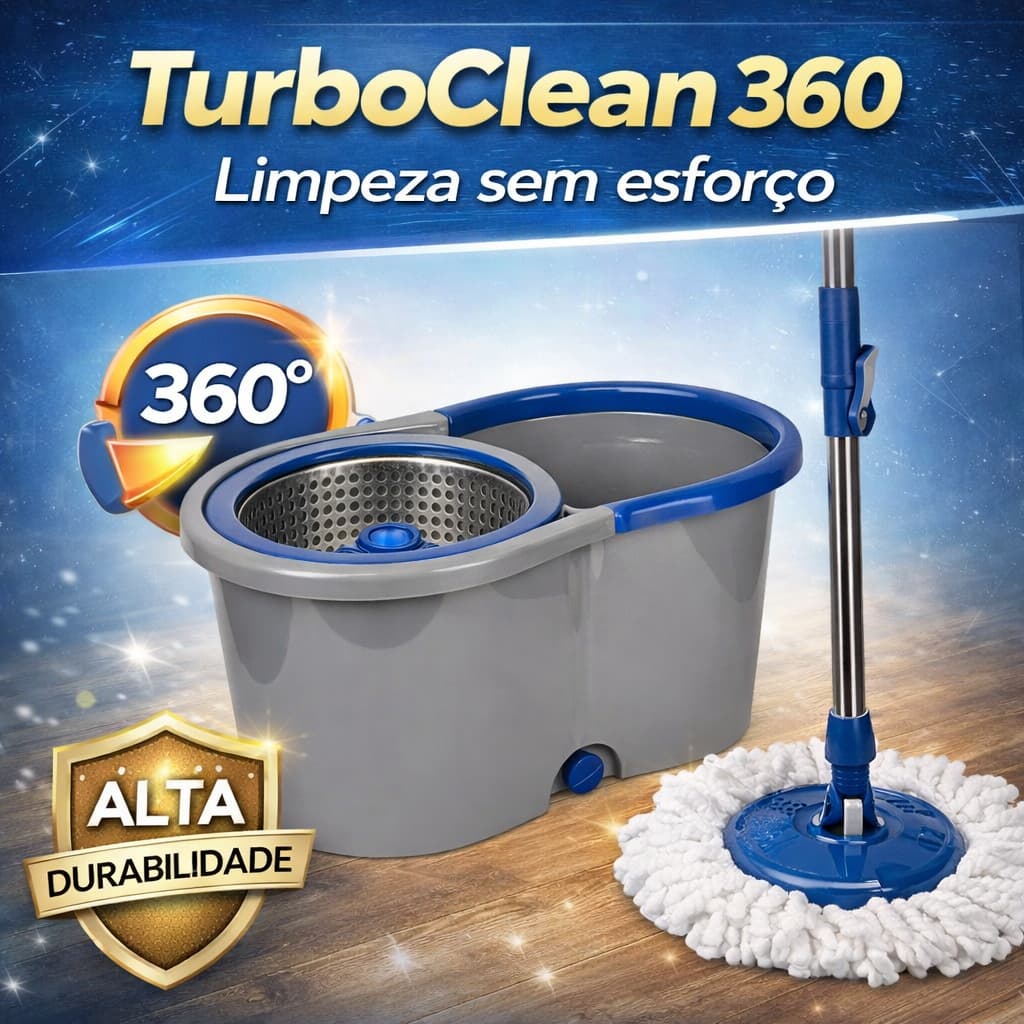 Mop Giratório 360 Balde Inox Limpeza Fácil Rápida