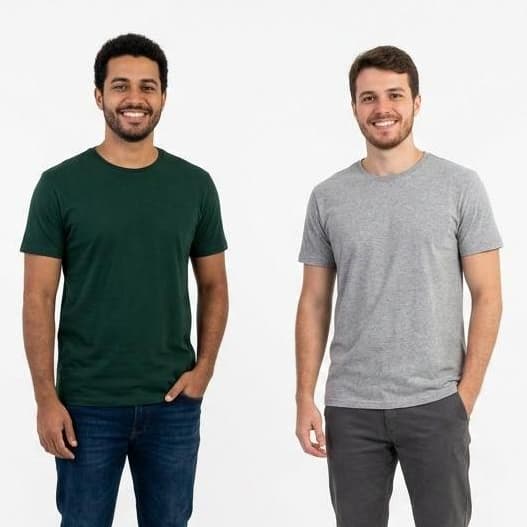Kit 2 Camisa Masculina Preta Marinho Bordo Branca Verde Mescla Básica 100% Algodão