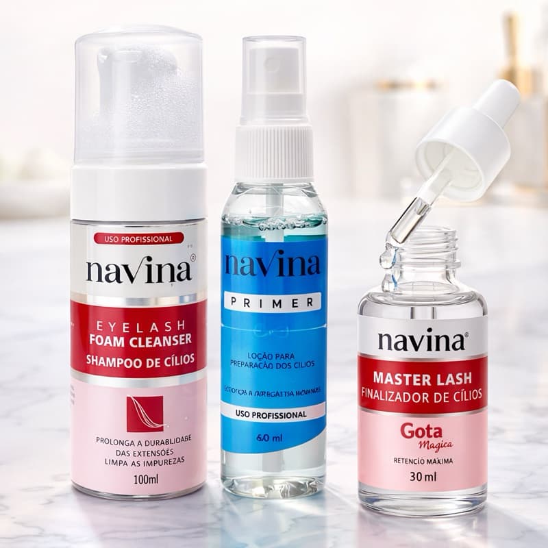 Kit Retanção Navina Espuma 100ML Primer Finalizador Cílios
