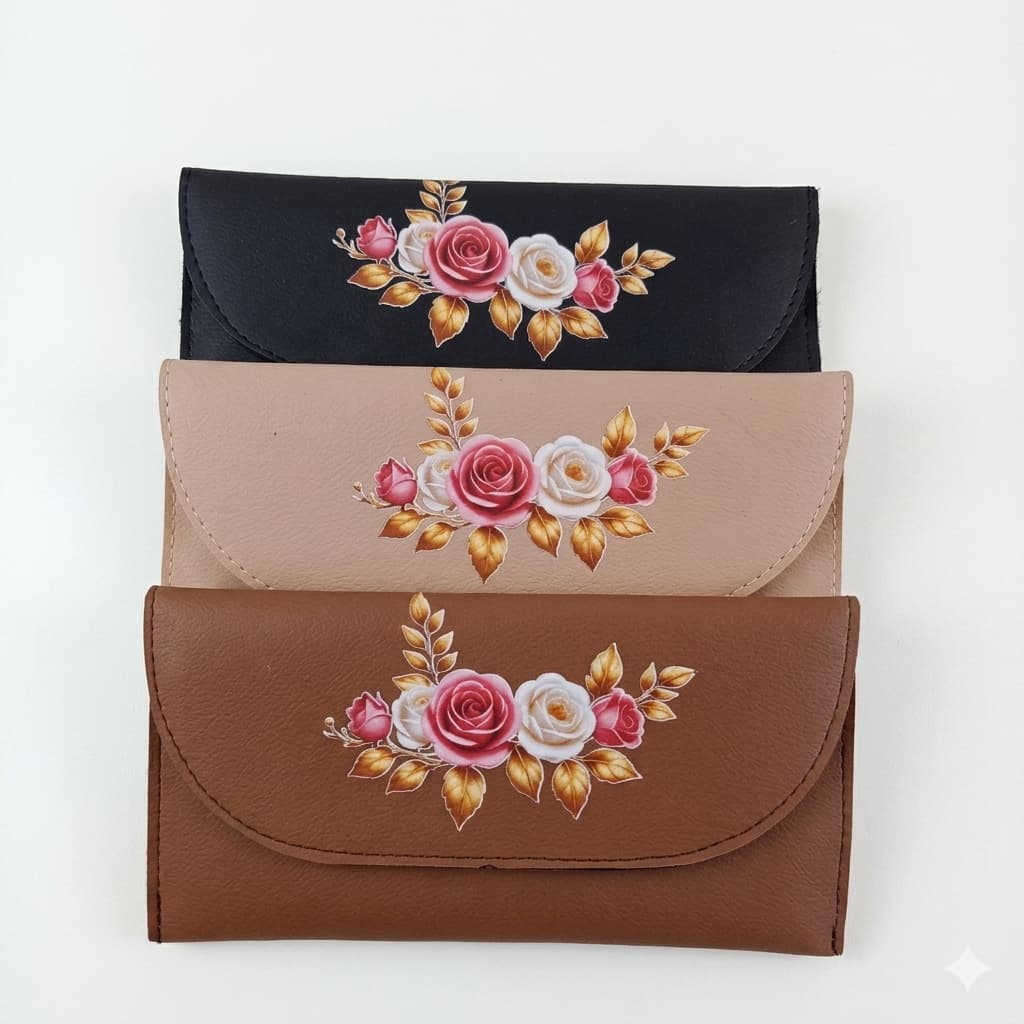 Kit 3 Carteiras Femininas Porta Celular De Mão Estampa Floral Luxo