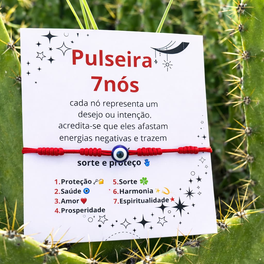 Pulseira 7 Nós kabbalah Vermelha Com Olho Grego