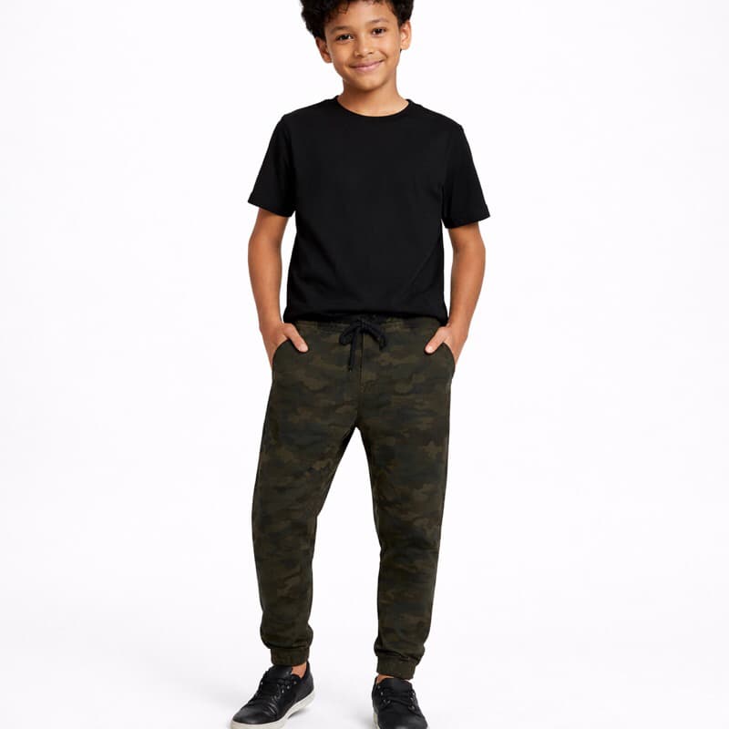 Calça Jogger Camuflada Menino Juvenil Estilosa Confortável com Elastano 10 ao 16