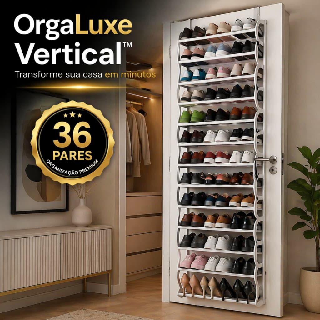 Organizador Sapateira Vertical Parede Porta 36 Pares Branco Suporte Economiza Espaço