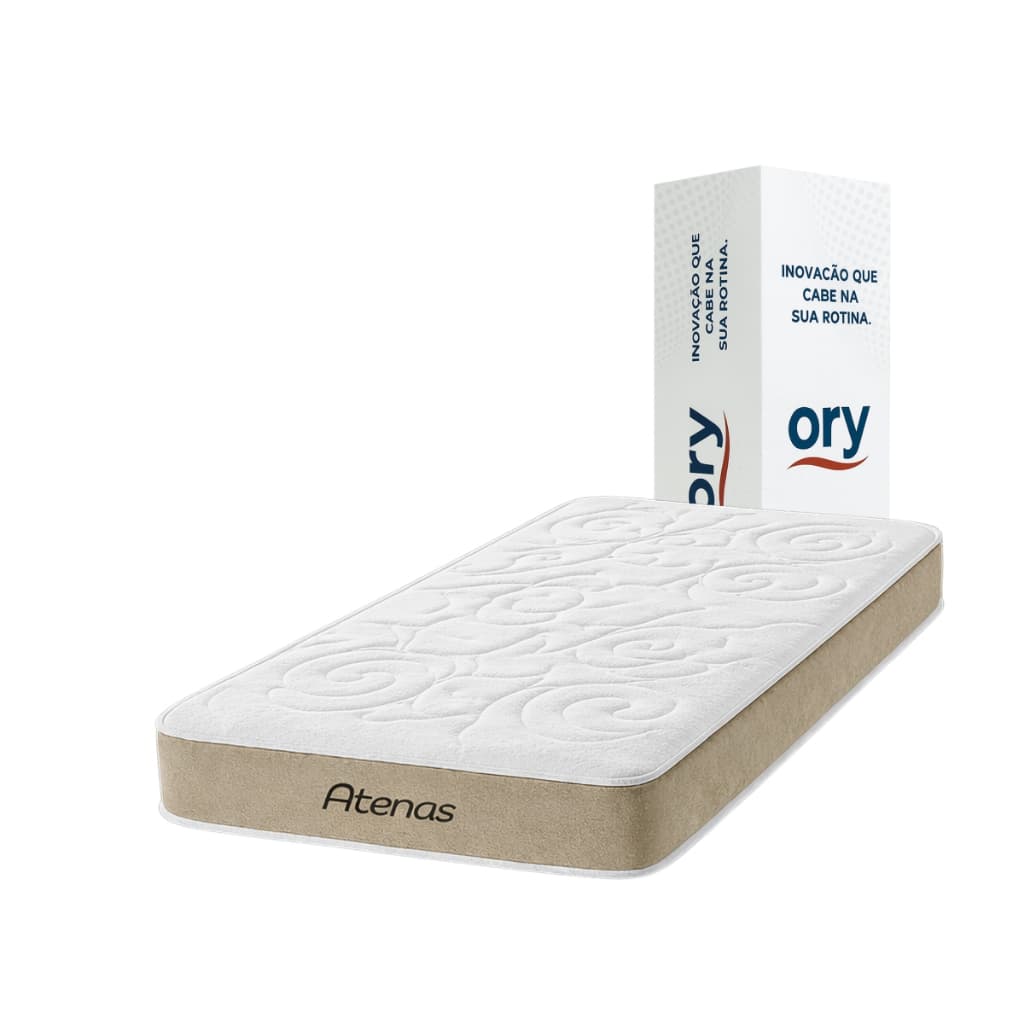 Colchão Solteirão Espuma Ortopédico D28 a Vácuo Conforto Macio Jacquard Lateral Suede Ory Atenas