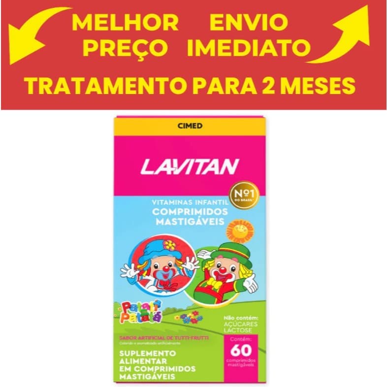 Lavitan Infantil Tutti Frutti - Sem Açúcar e Lactose, 60 Comprimidos