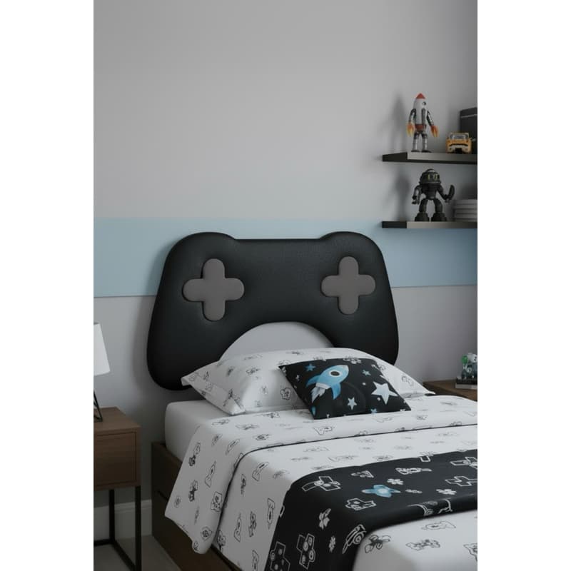 Cabeceira Gamer Controle Videogame Estofada Corano Fácil Limpeza 100x70 Quarto Menino Decoração Gamer