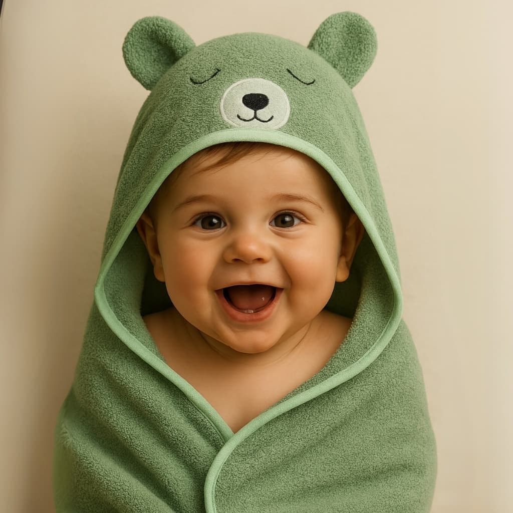 Toalha De Banho de Bebê Com Capuz Forrada 100% Algodão Carinha Bordada Animais Menino e Menina