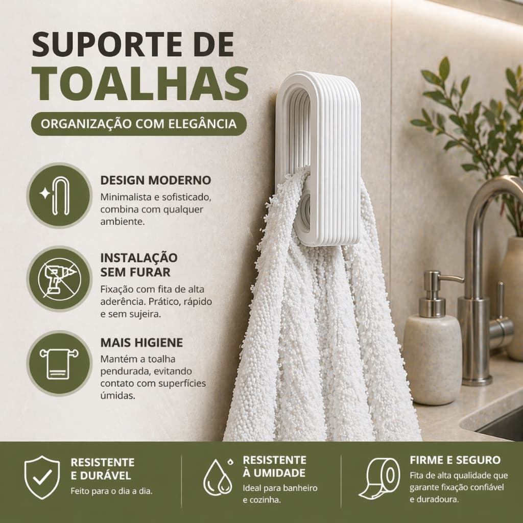 Kit 2 pçs Suporte Toalha Adesivos Parede Multi Funcional Autocolante Casa Cozinha Quarto Banheiro Organizado