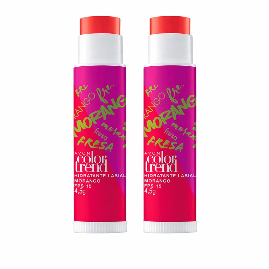 Kit 2 Hidratante Labial Avon Color Trend Morango FPS15 4,5g Original