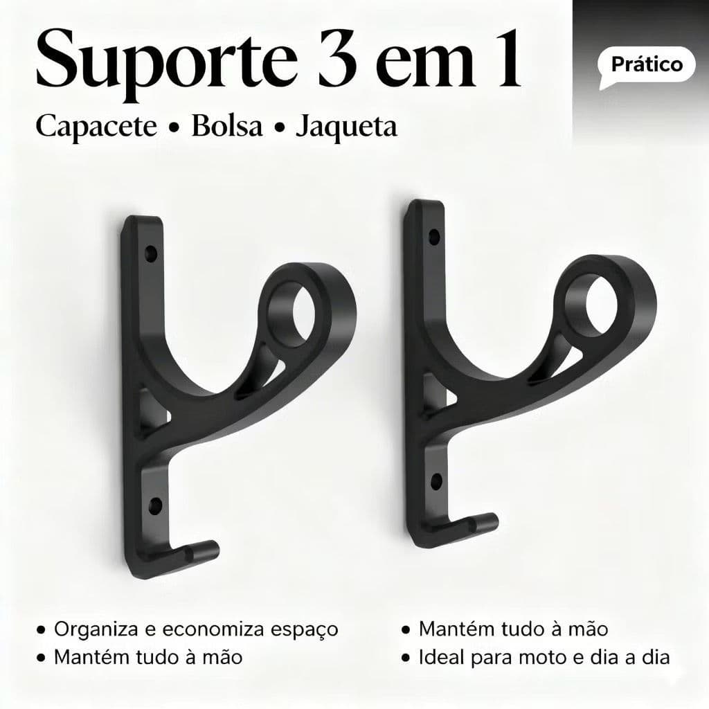 kit 2 Ganchos de Parede para pendurar Capacete, boné, bolsas, chaves e Acessórios