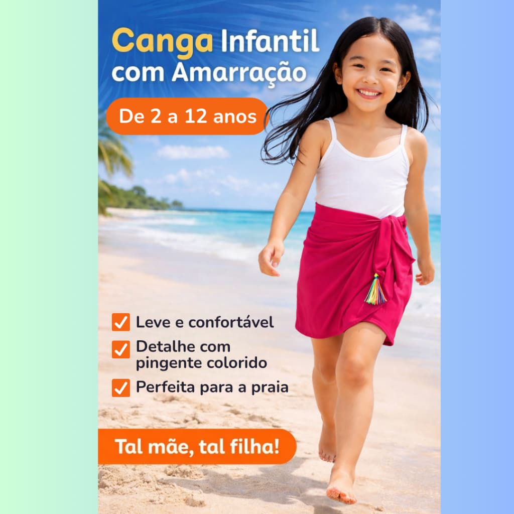Canga Infantil Saída de Praia com Amarração Lateral | Verão 2026