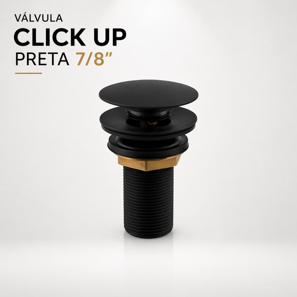 Válvula Ralo Click Para Tanque Lavatório Inox Preto 7/8