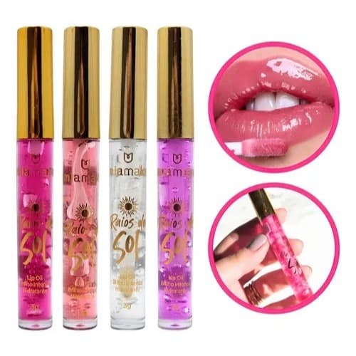 4 Kit Coleção Lip Oil Raios De Sol Mia Make Sol