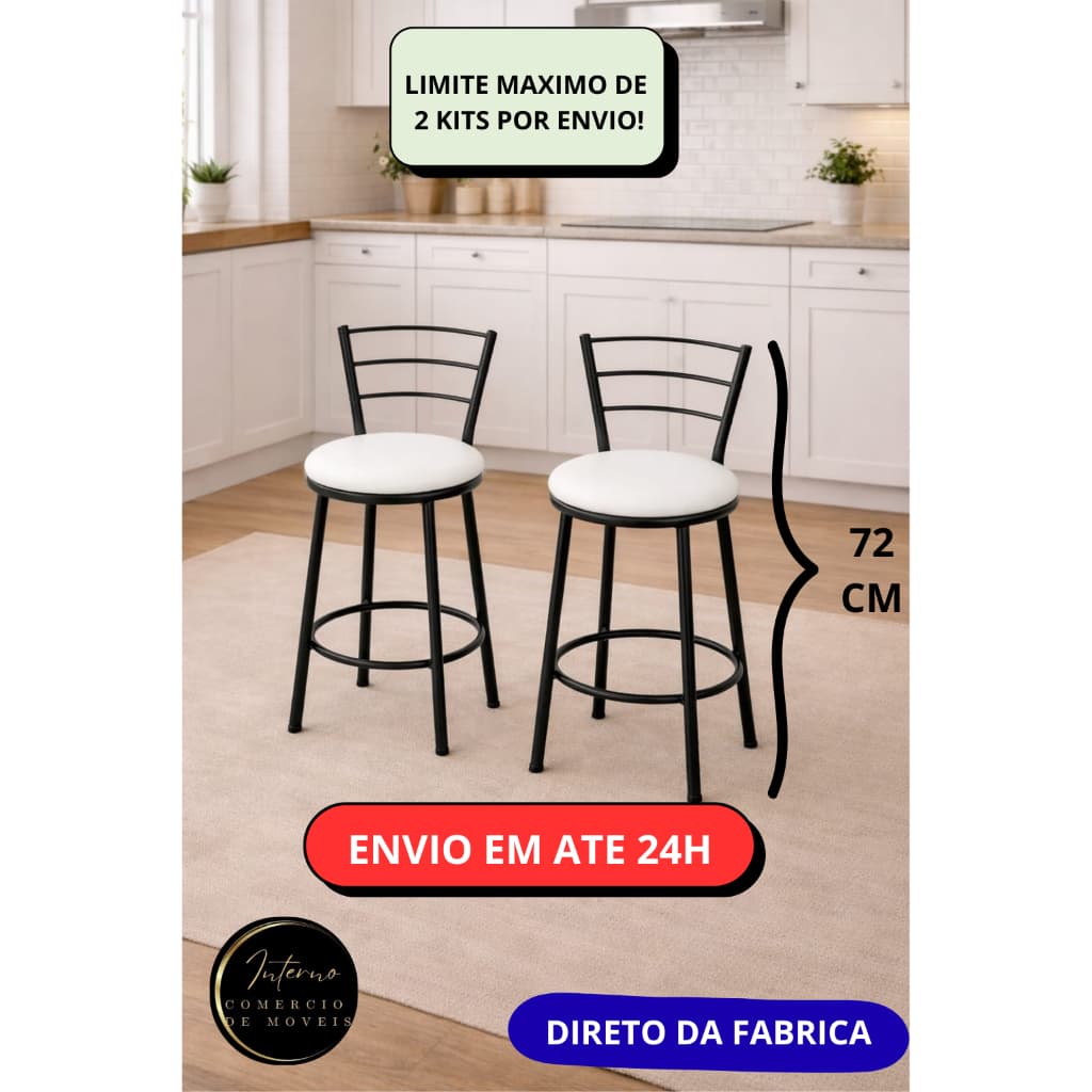2 BANQUETAS BAIXAS ÁREA GOURMET BISTRÔ COZINHA AMERICANA
