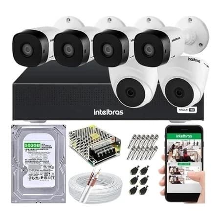 Kit Cftv 6 Câmeras Segurança Hdcvi Dvr Intelbras Mhdx 1108-C