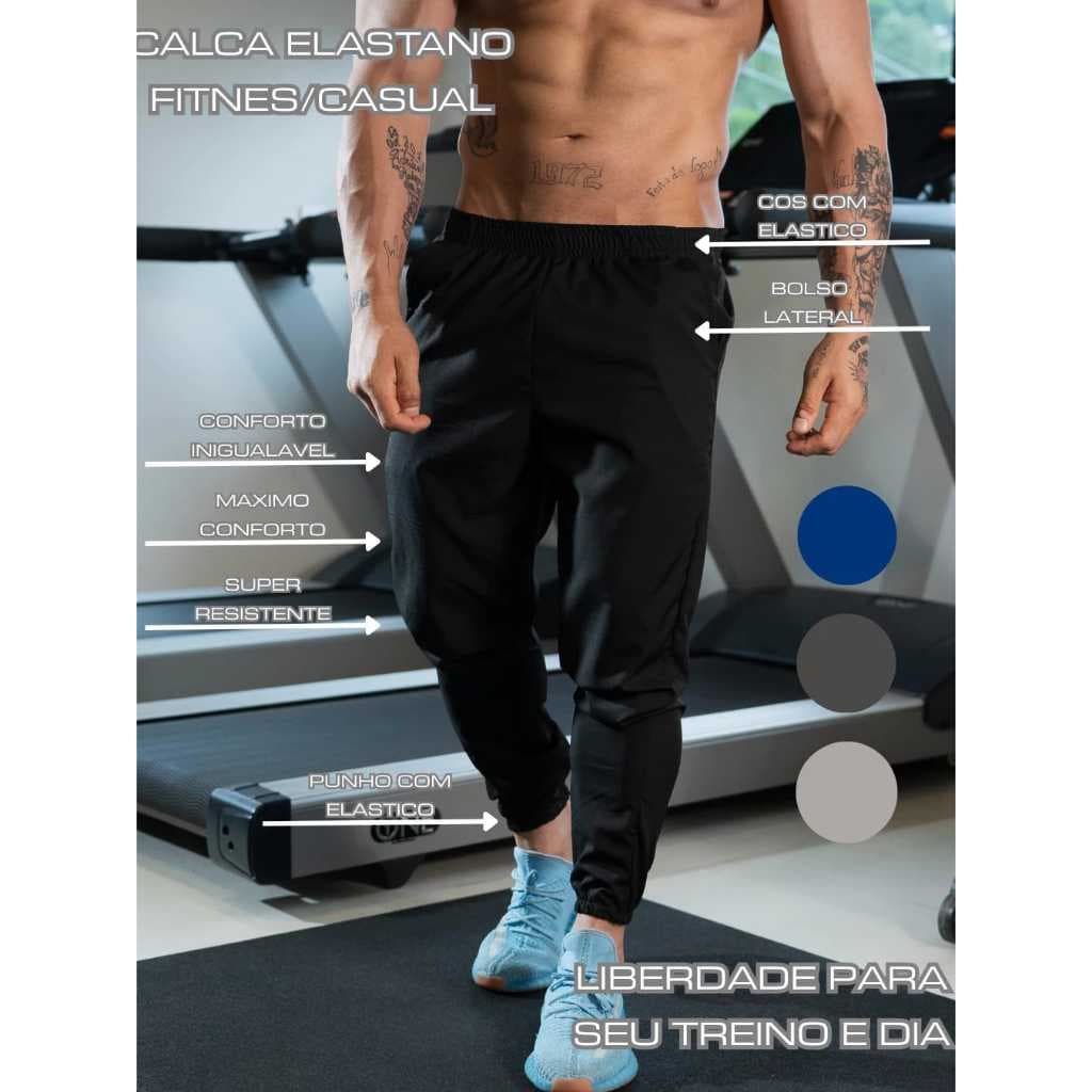 Calça Jogger Tactel com Elastano Masculina Leve Confortável Ideal para Academia Corrida Trabalho