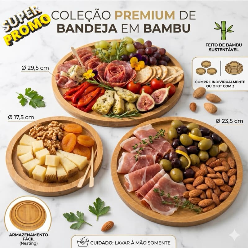 Bandejas redonda MDF Petisqueira Tábua de Frios Prato Decorativo para Petiscos