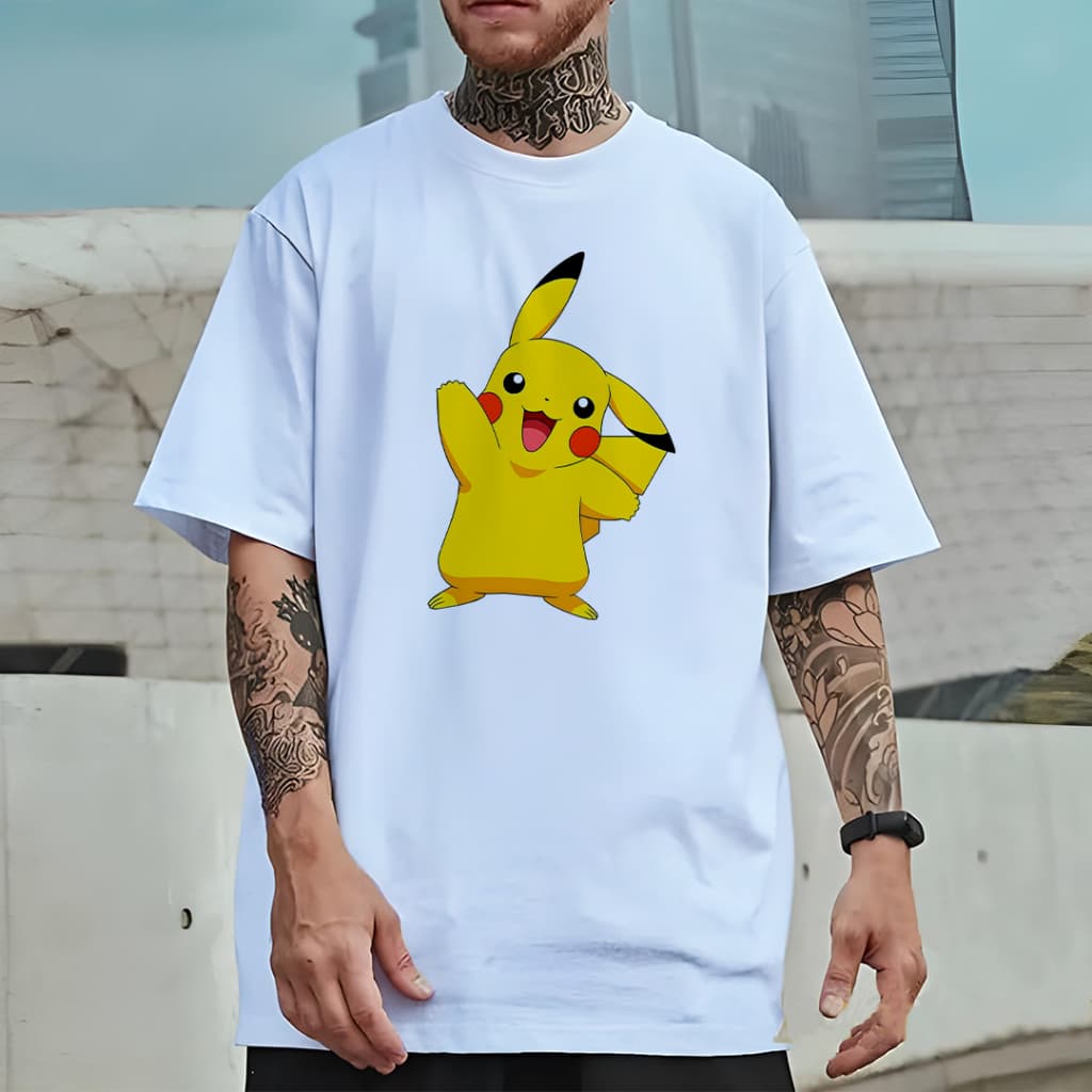 Camiseta Oversized Unissex Plus Size com Estampa Modelo: "Pikachuuu" - Lançamento 2026