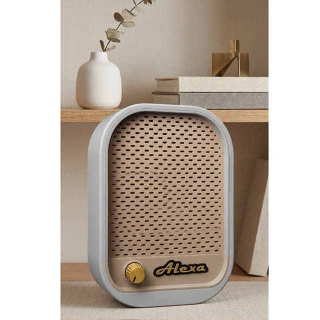 Suporte Alexa E Caixa de Som Rádio Retrô Vintge Luminária Decoração Echo Dot Google