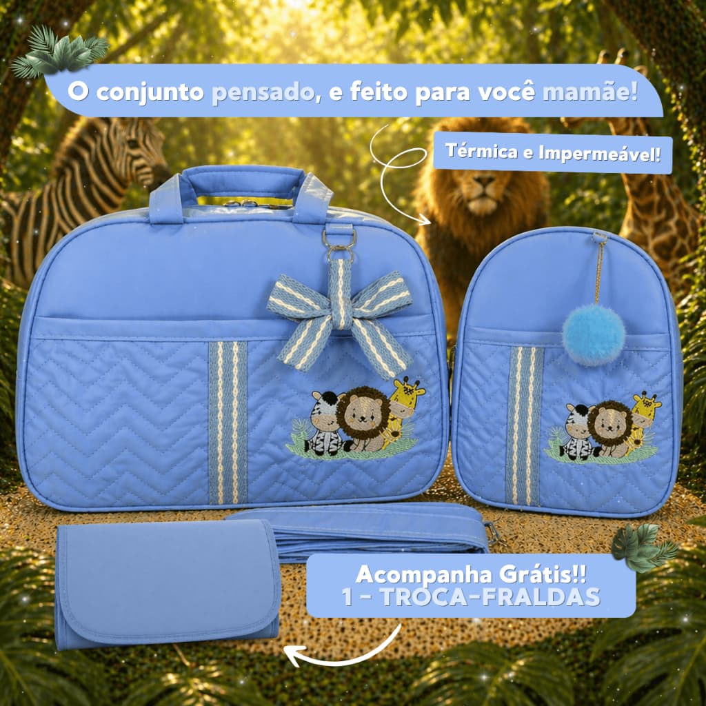 Conjunto de Bolsas de Maternidade para Meninos com Mochila e mala Grande